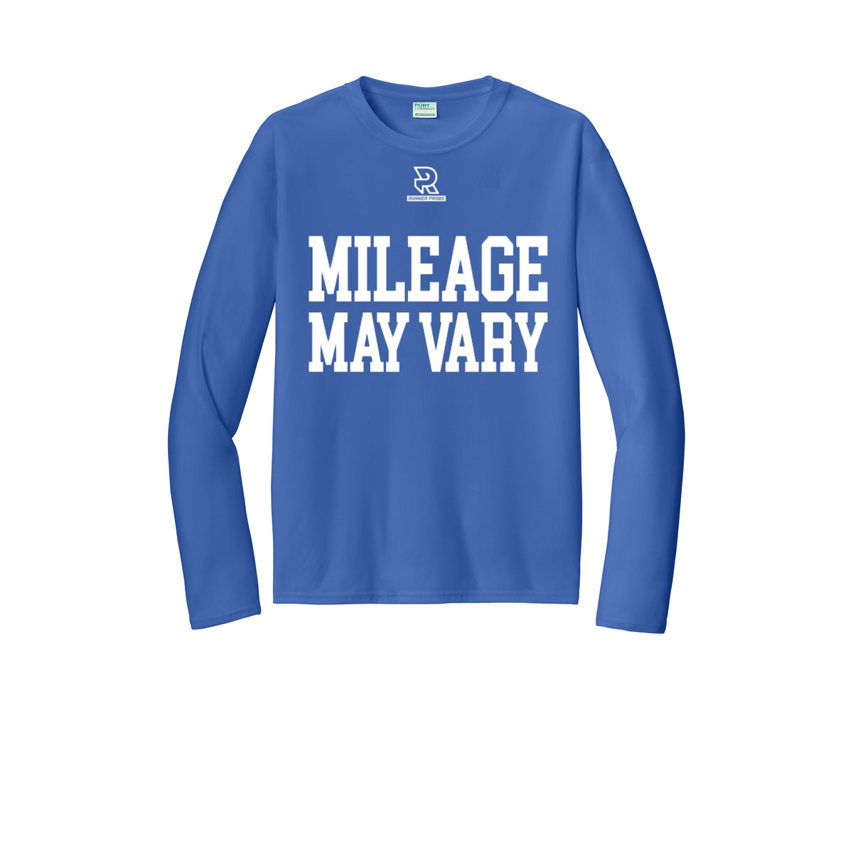 MILEAGE MAY VARY (White) - Long Sleeve Performance Tee