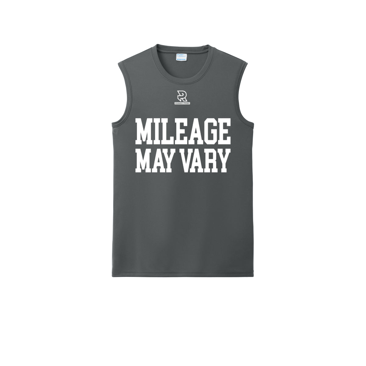 MILEAGE MAY VARY (White) - Sleeveless Performance Tee