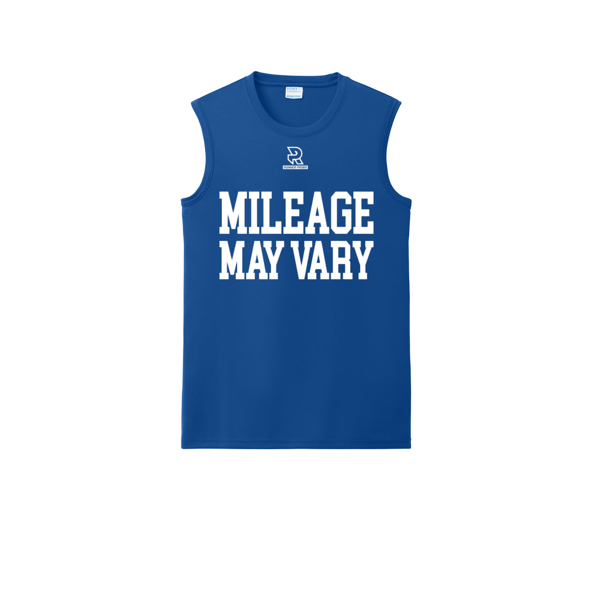 MILEAGE MAY VARY (White) - Sleeveless Performance Tee