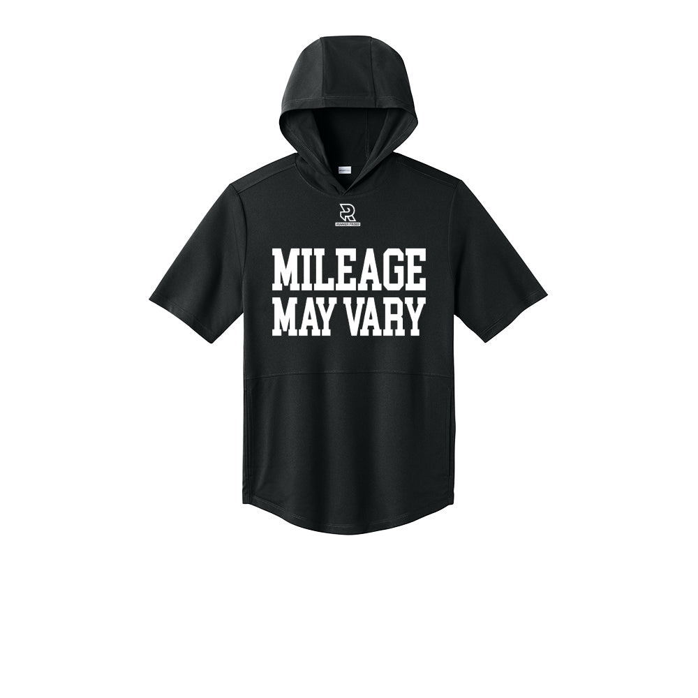 MILEAGE MAY VARY (White) - Short Sleeve Performance Hoodie