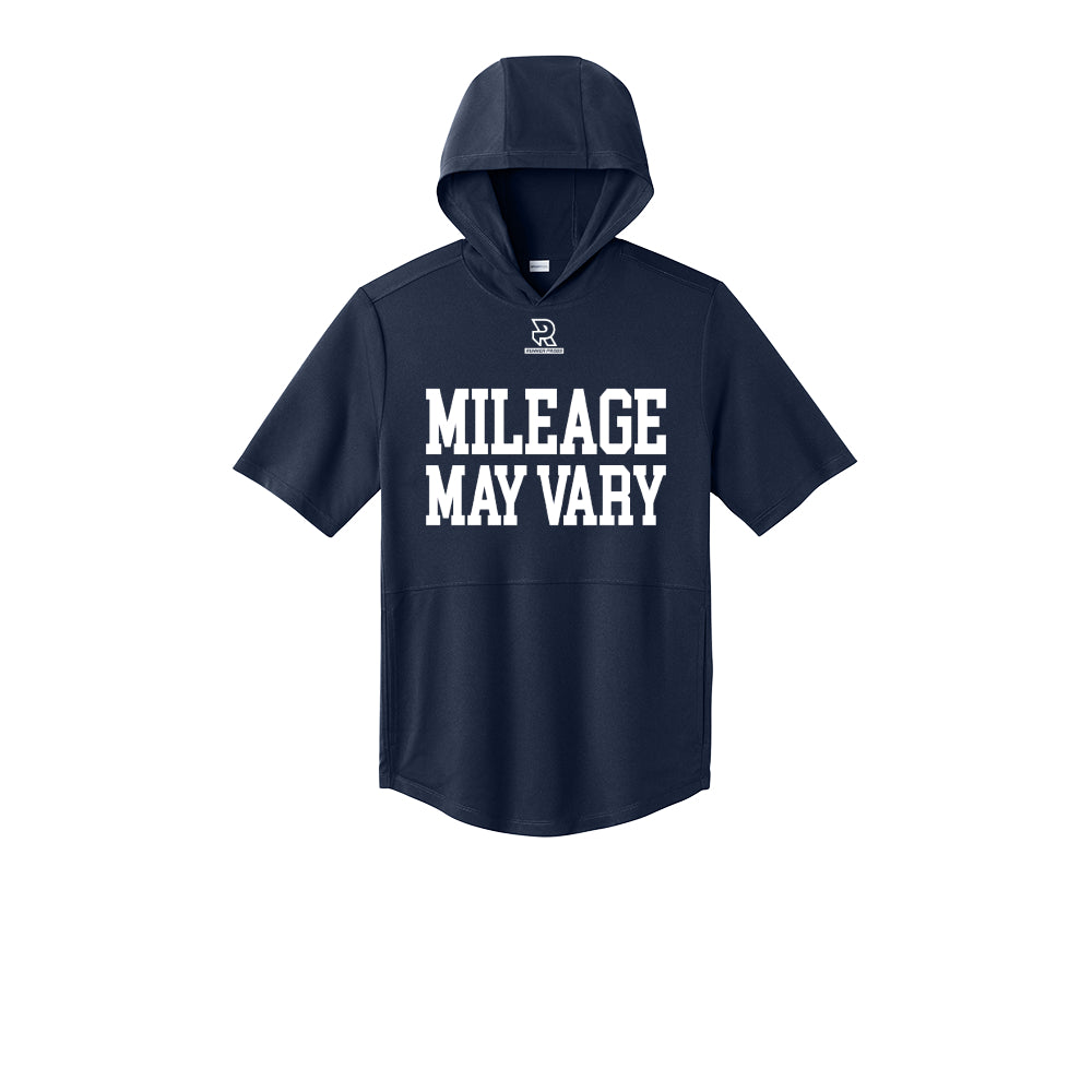 MILEAGE MAY VARY (White) - Short Sleeve Performance Hoodie
