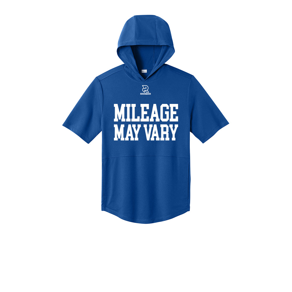 MILEAGE MAY VARY (White) - Short Sleeve Performance Hoodie