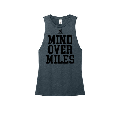 MIND OVER MILES (Black) - Womens Perfect Tri Muscle Tank