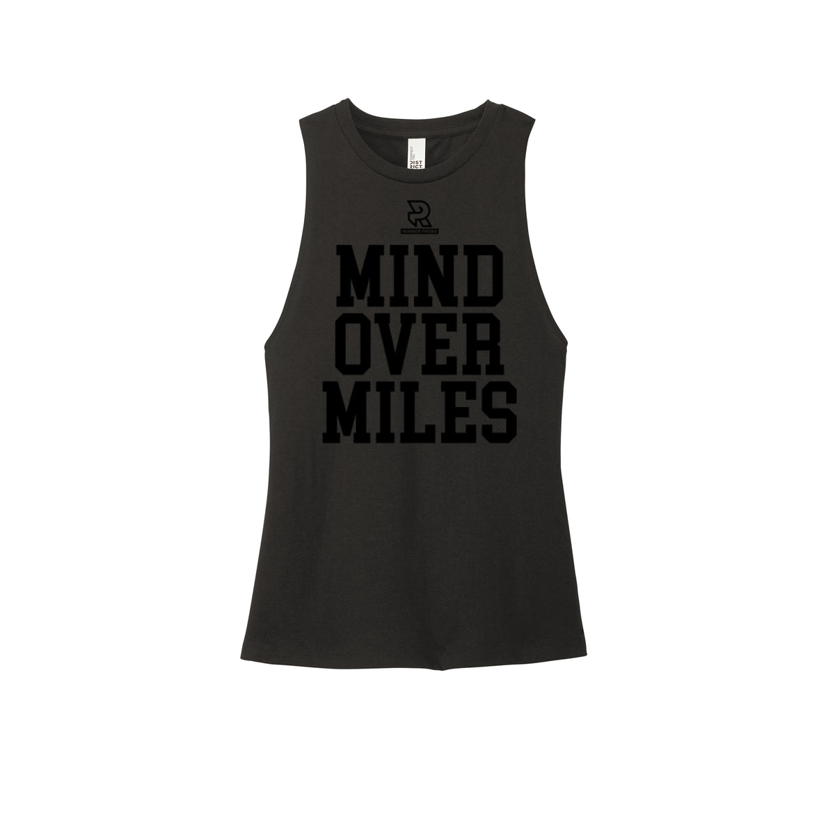 MIND OVER MILES (Black) - Womens Perfect Tri Muscle Tank