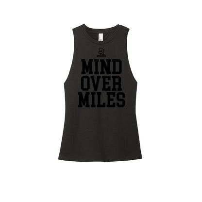 MIND OVER MILES (Black) - Womens Perfect Tri Muscle Tank