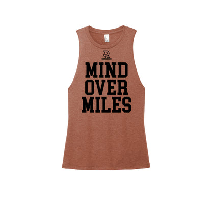 MIND OVER MILES (Black) - Womens Perfect Tri Muscle Tank