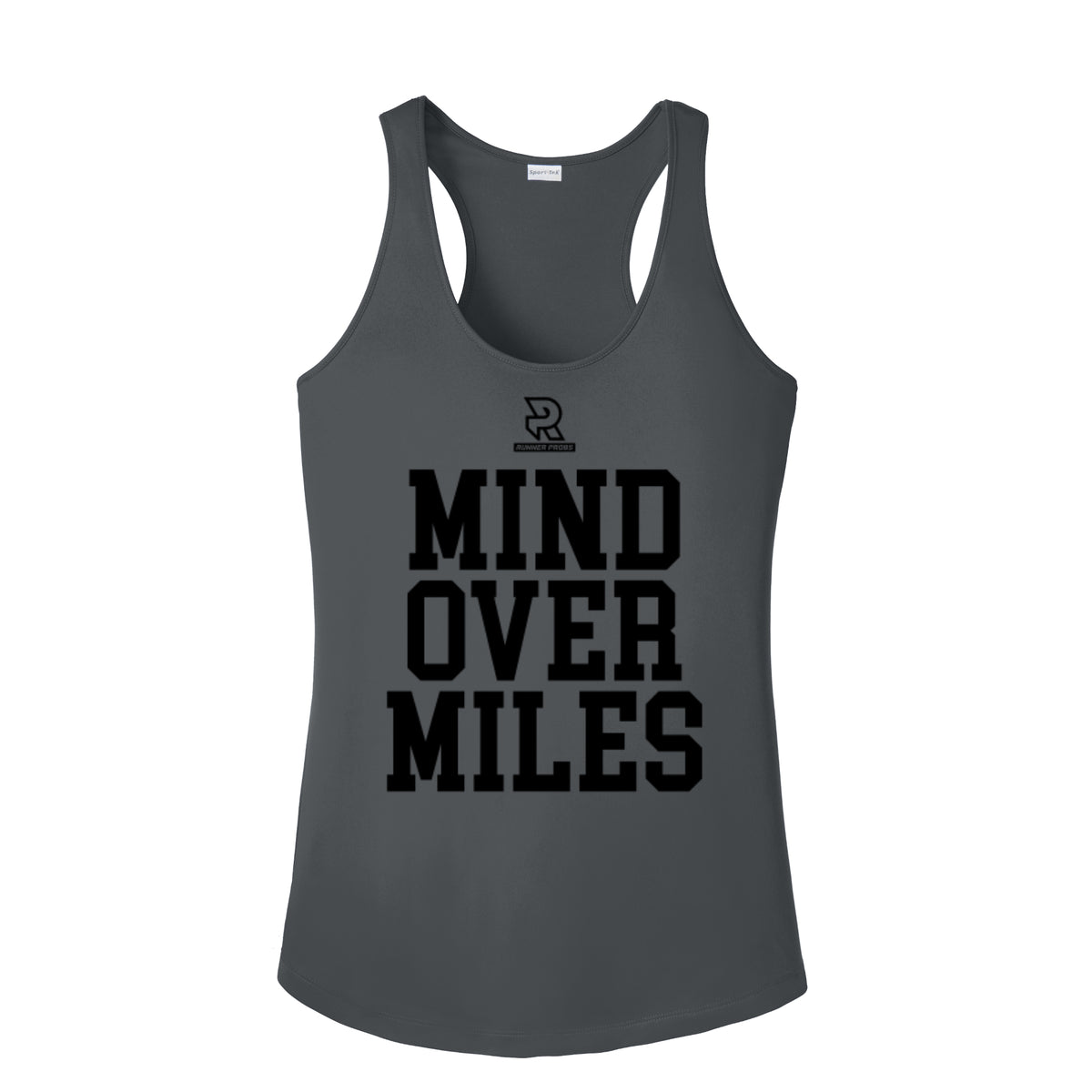 MIND OVER MILES (Black) - Womens Competitor Racerback Tank