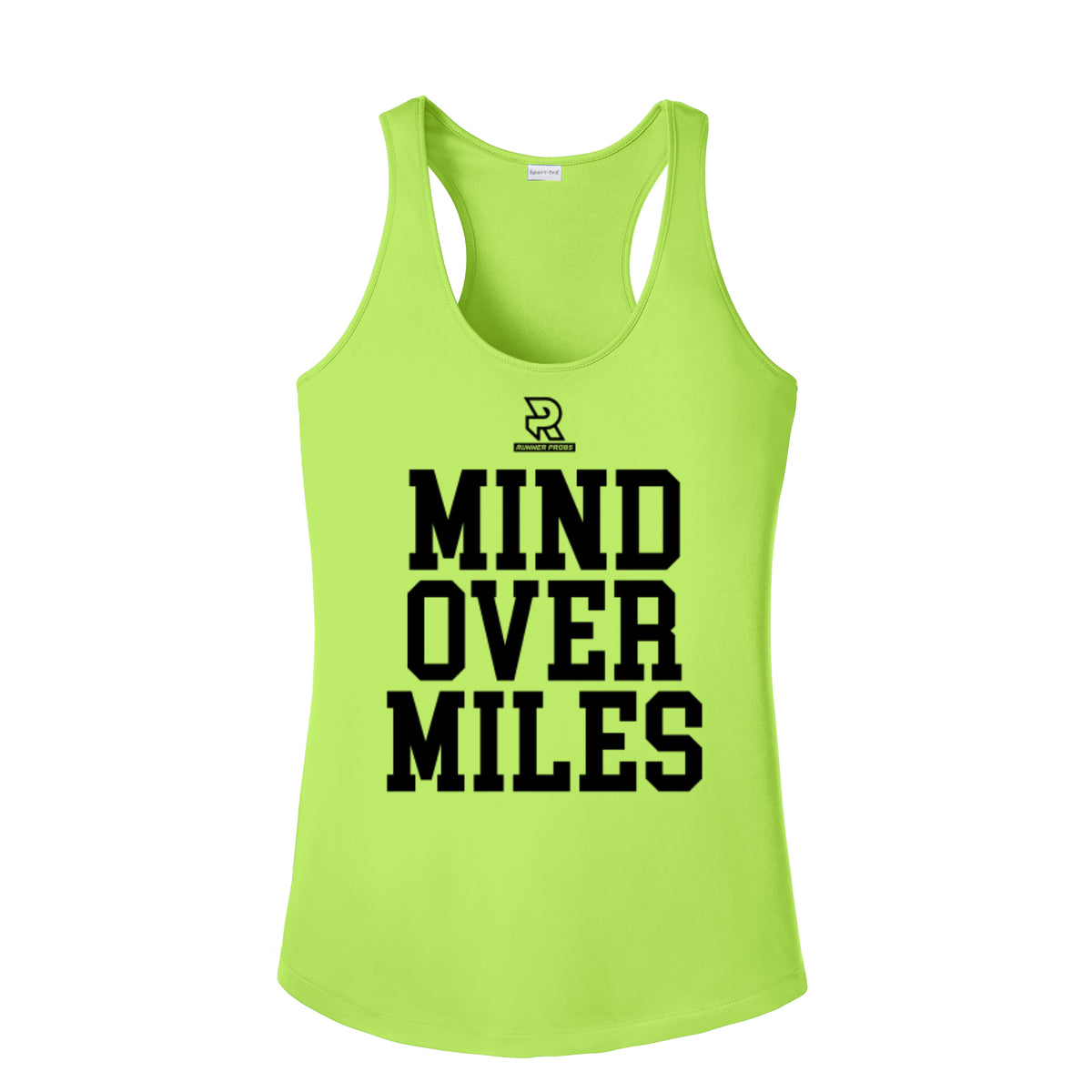 MIND OVER MILES (Black) - Womens Competitor Racerback Tank