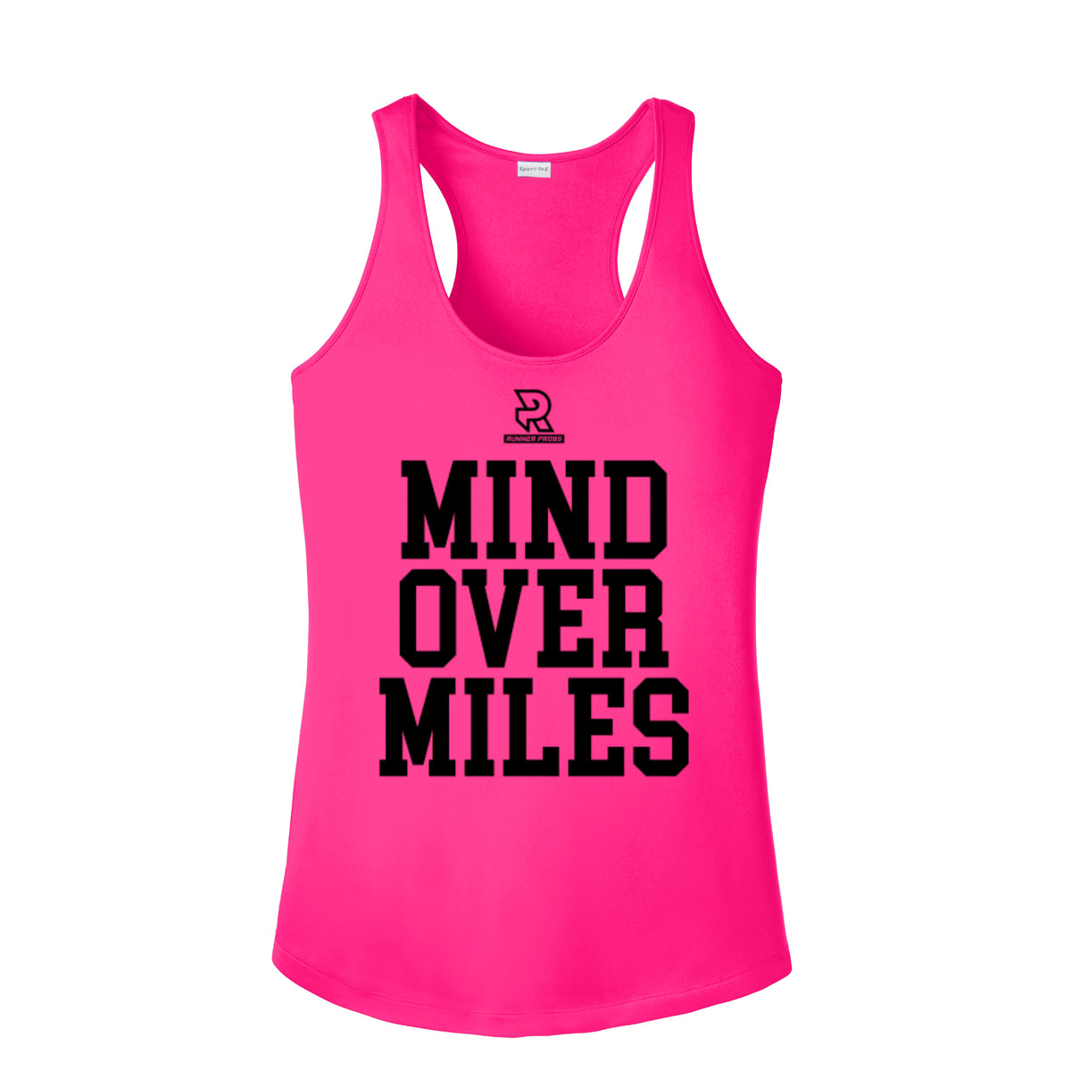 MIND OVER MILES (Black) - Womens Competitor Racerback Tank