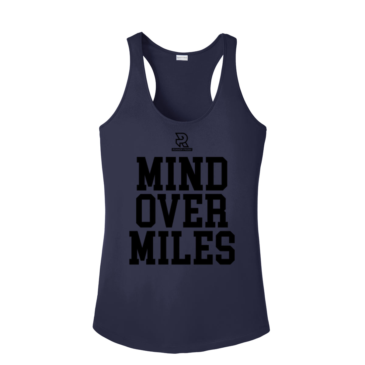 MIND OVER MILES (Black) - Womens Competitor Racerback Tank