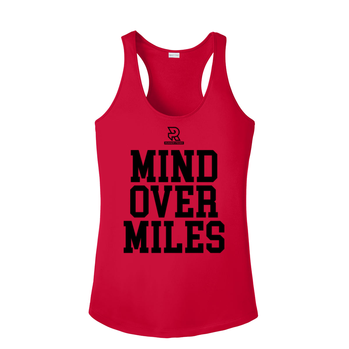 MIND OVER MILES (Black) - Womens Competitor Racerback Tank