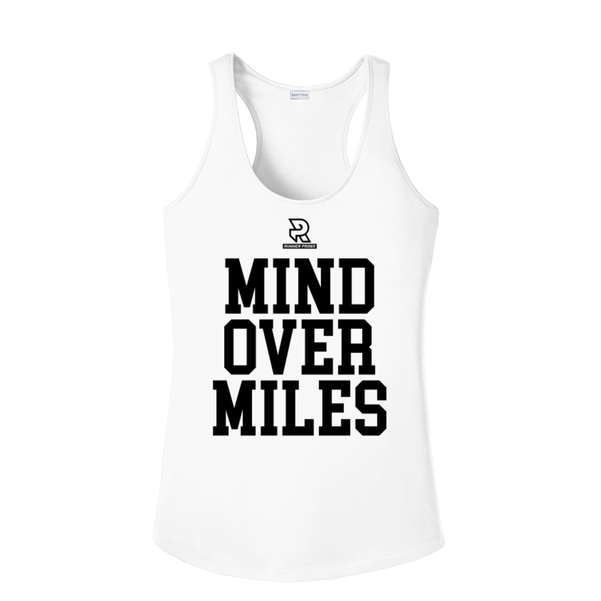 MIND OVER MILES (Black) - Womens Competitor Racerback Tank