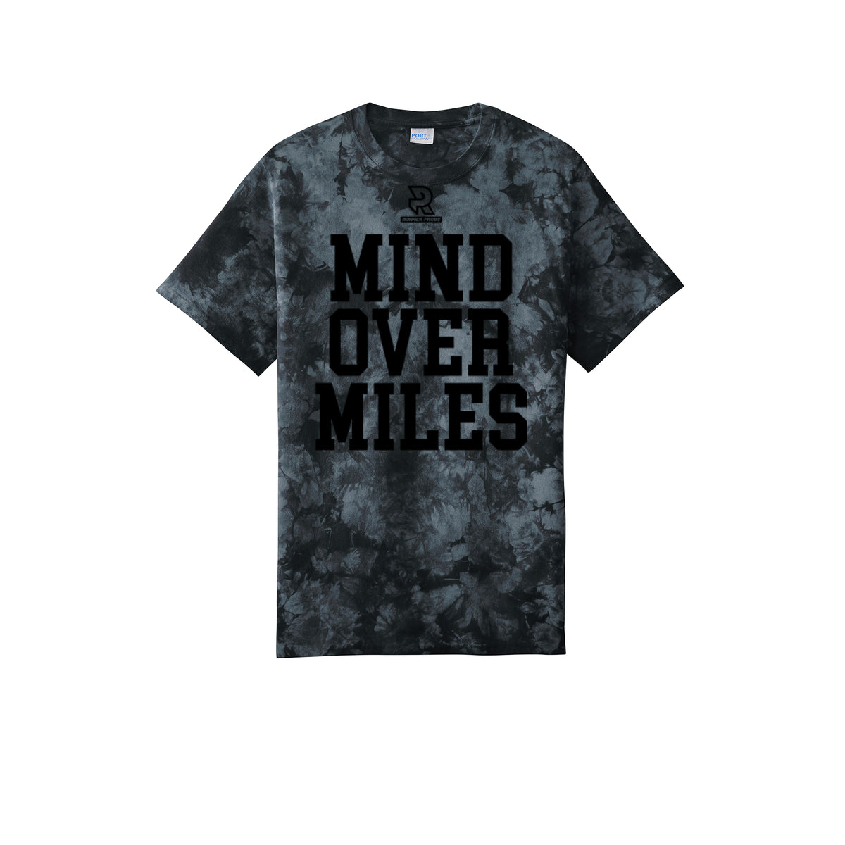 MIND OVER MILES (Black) - Short Sleeve Tie Dye Cotton Tee