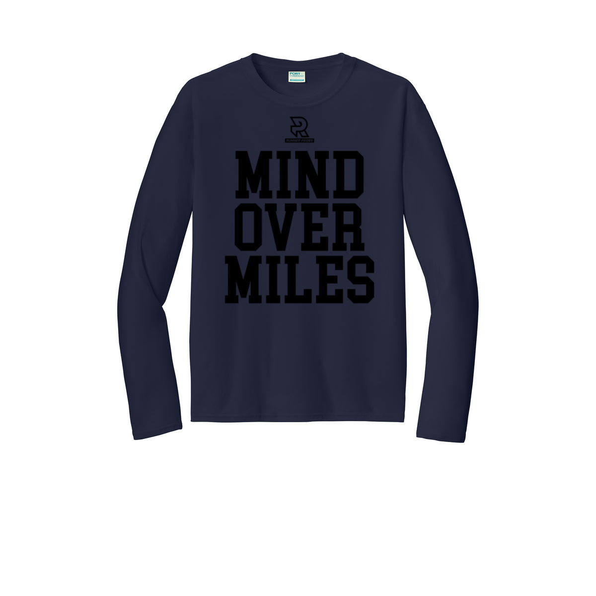 MIND OVER MILES (Black) - Long Sleeve Performance Tee
