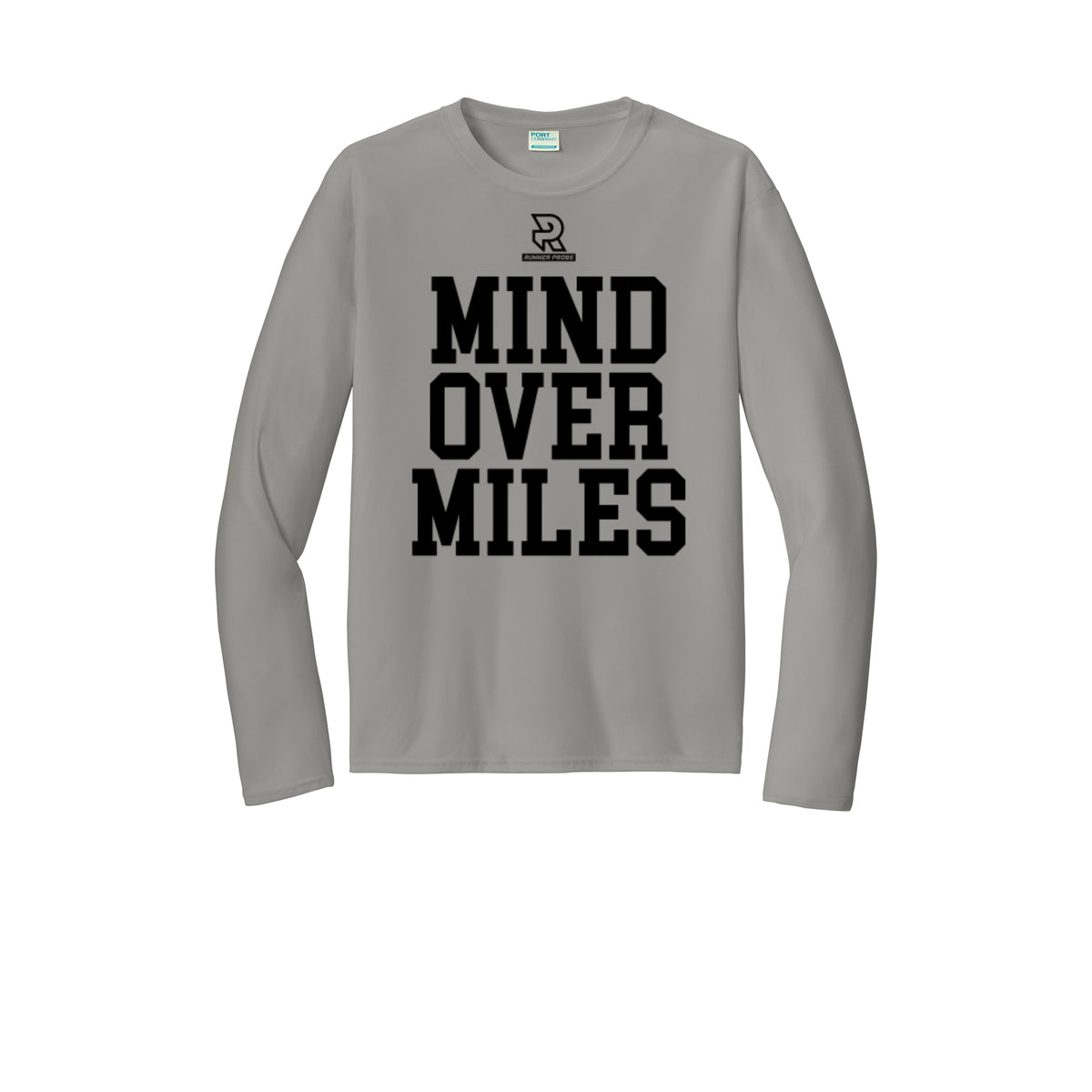 MIND OVER MILES (Black) - Long Sleeve Performance Tee