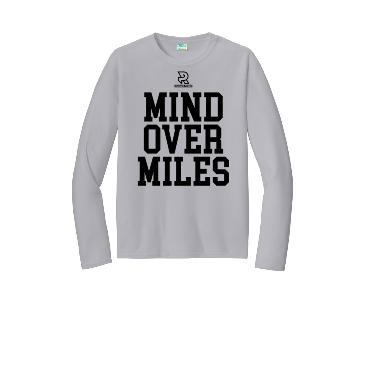 MIND OVER MILES (Black) - Long Sleeve Performance Tee