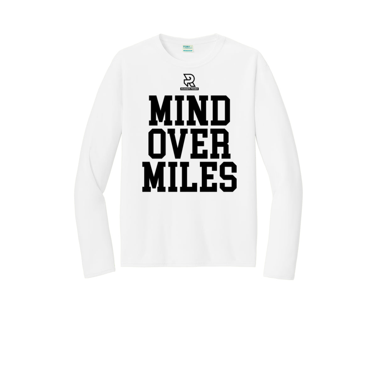 MIND OVER MILES (Black) - Long Sleeve Performance Tee