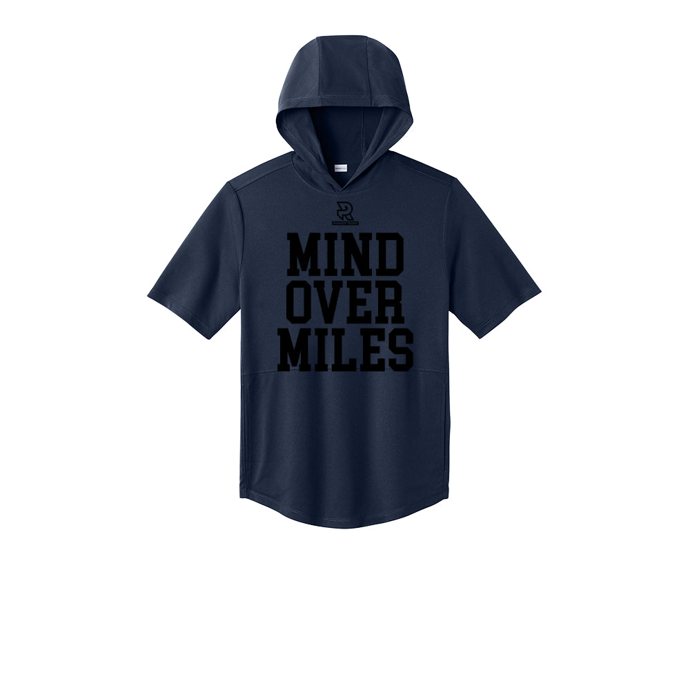 MIND OVER MILES (Black) - Short Sleeve Performance Hoodie