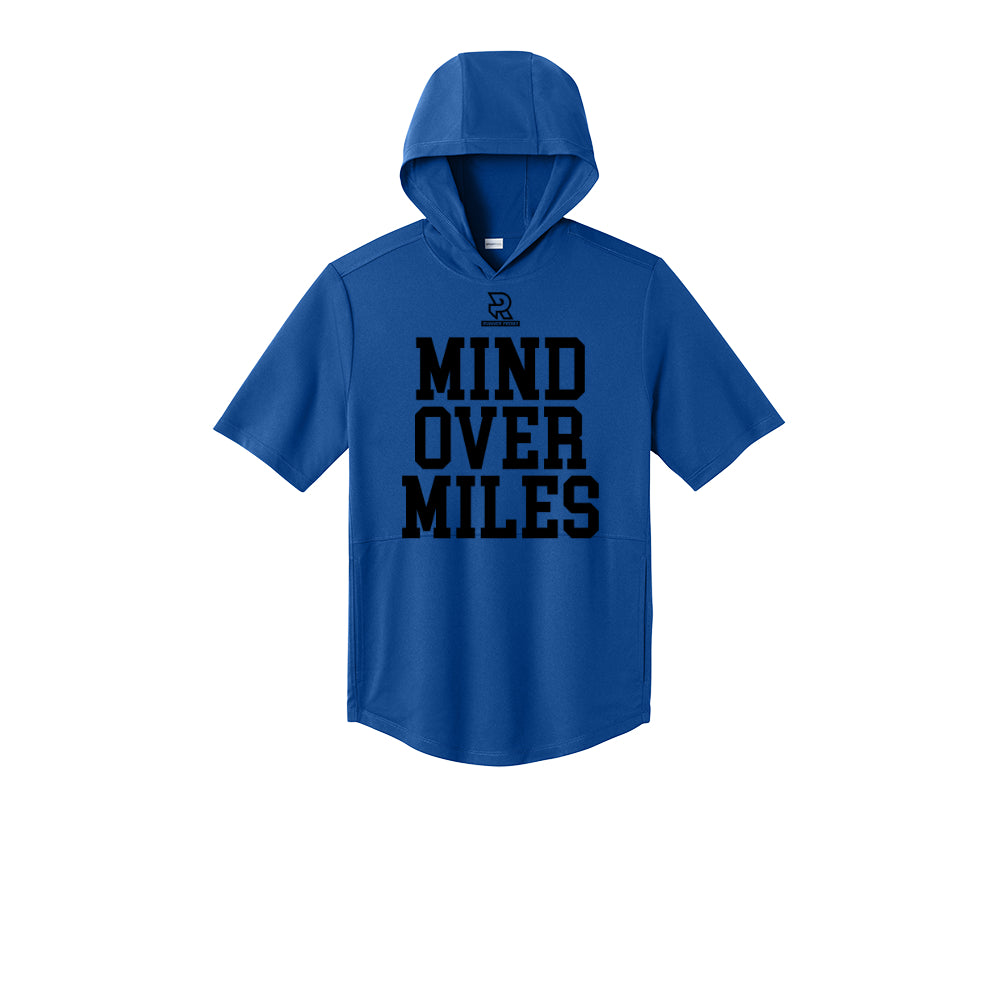 MIND OVER MILES (Black) - Short Sleeve Performance Hoodie