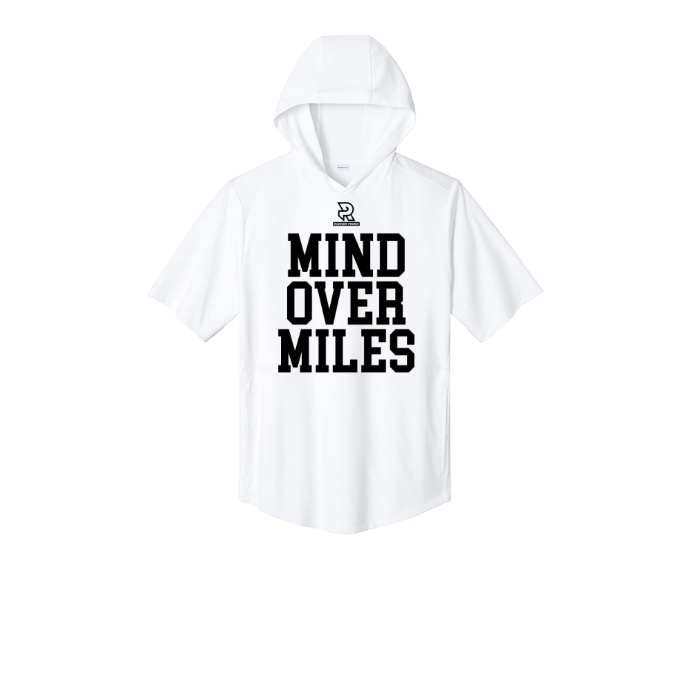 MIND OVER MILES (Black) - Short Sleeve Performance Hoodie