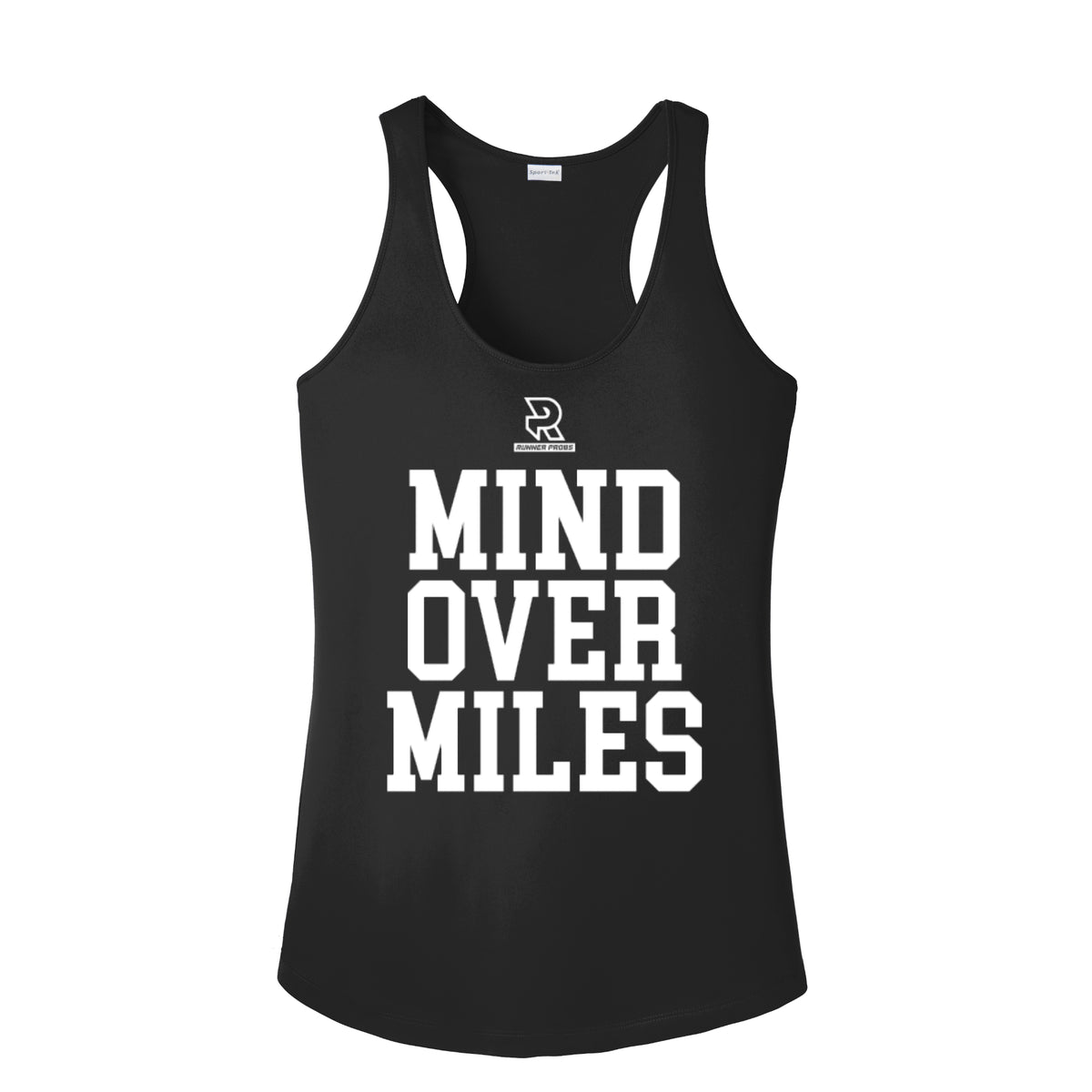 MIND OVER MILES (White) - Womens Competitor Racerback Tank