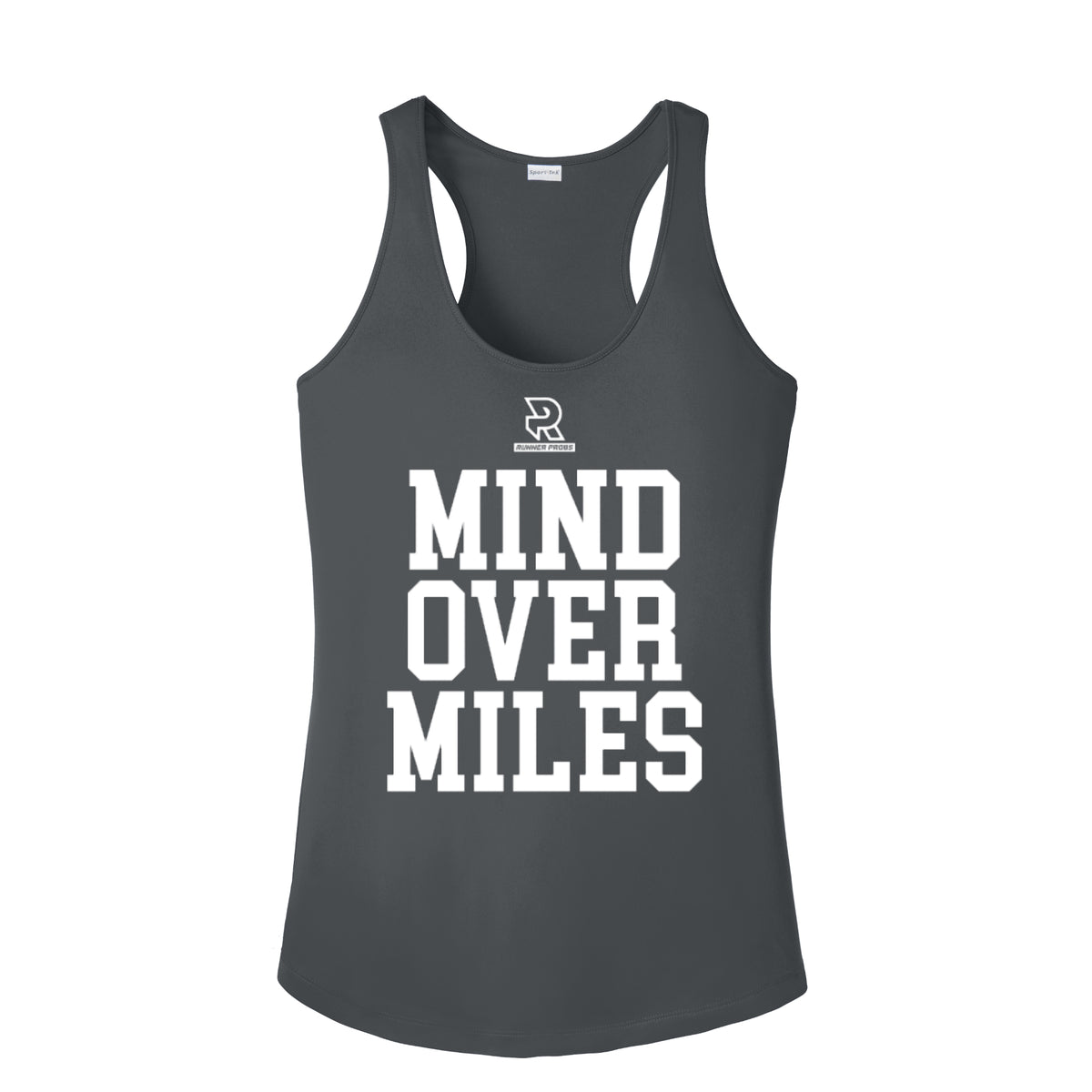 MIND OVER MILES (White) - Womens Competitor Racerback Tank
