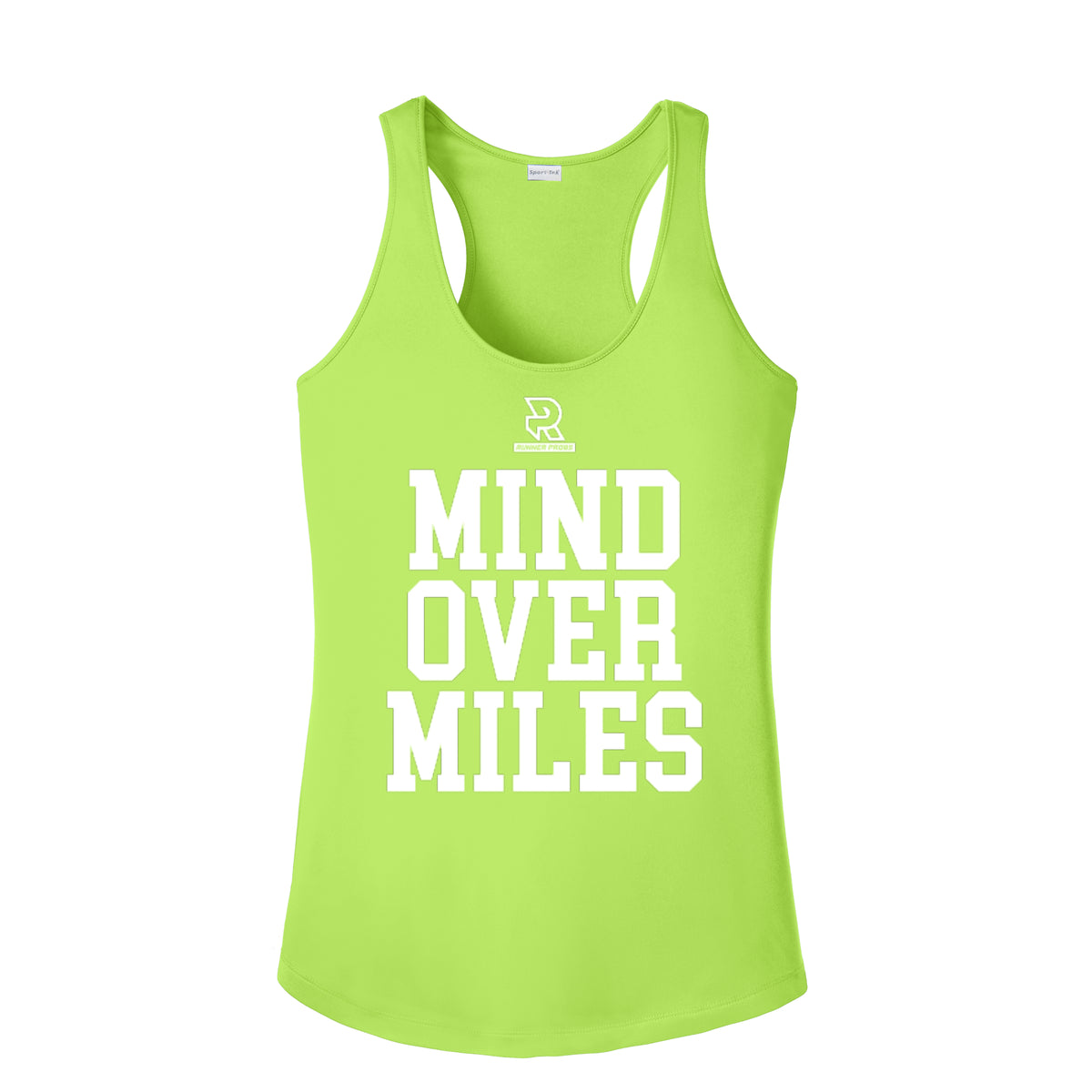 MIND OVER MILES (White) - Womens Competitor Racerback Tank