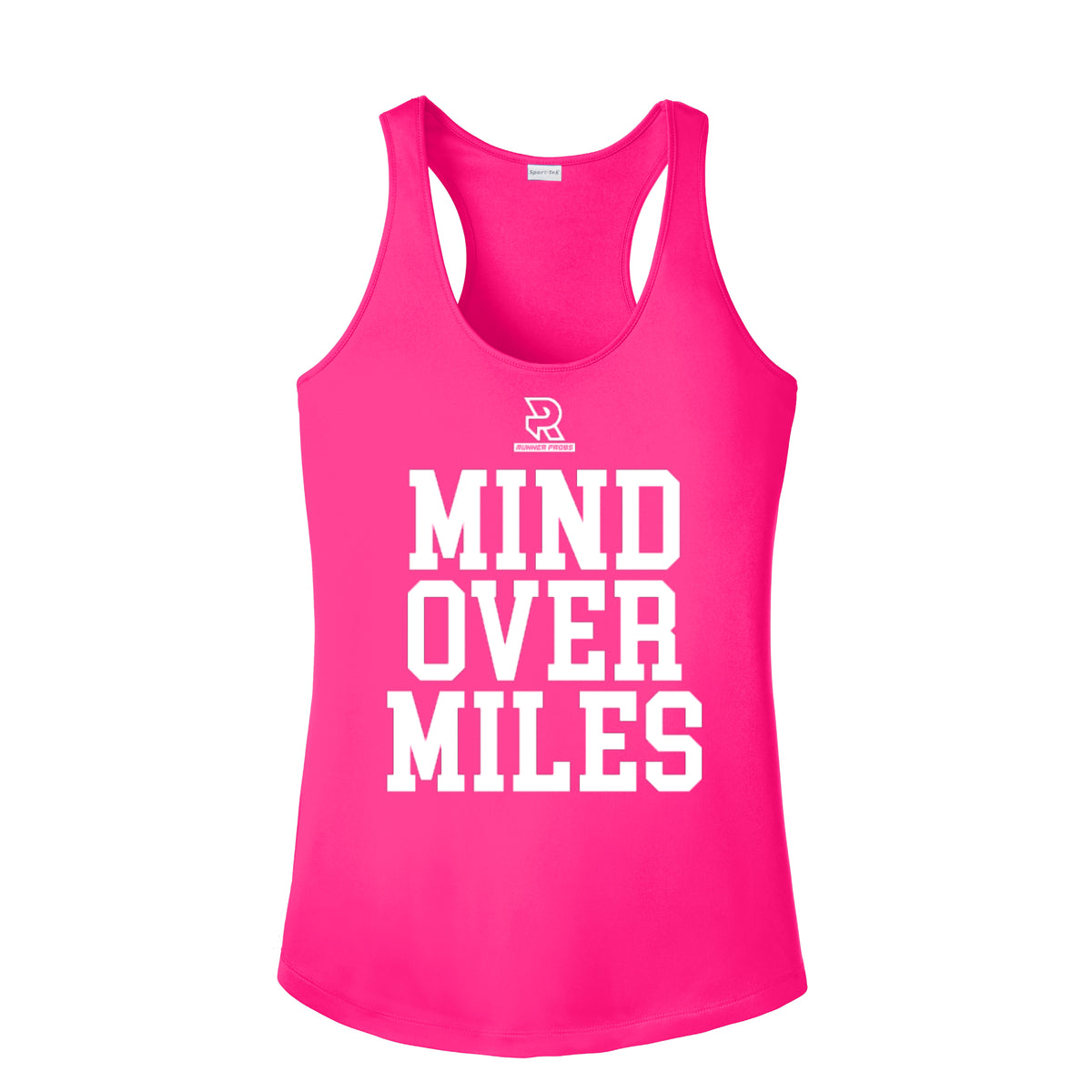 MIND OVER MILES (White) - Womens Competitor Racerback Tank
