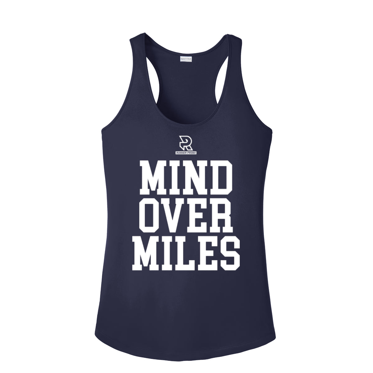 MIND OVER MILES (White) - Womens Competitor Racerback Tank
