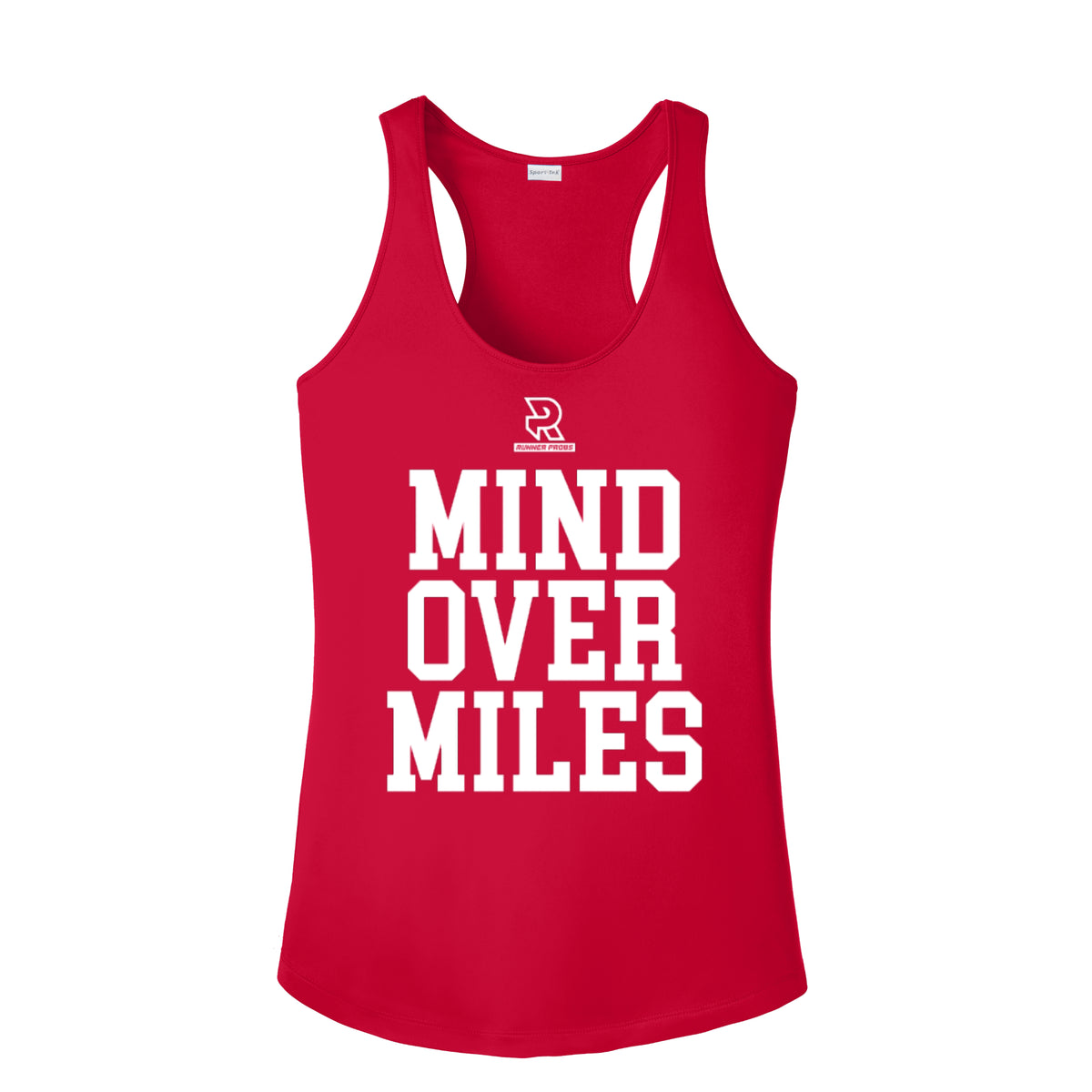 MIND OVER MILES (White) - Womens Competitor Racerback Tank