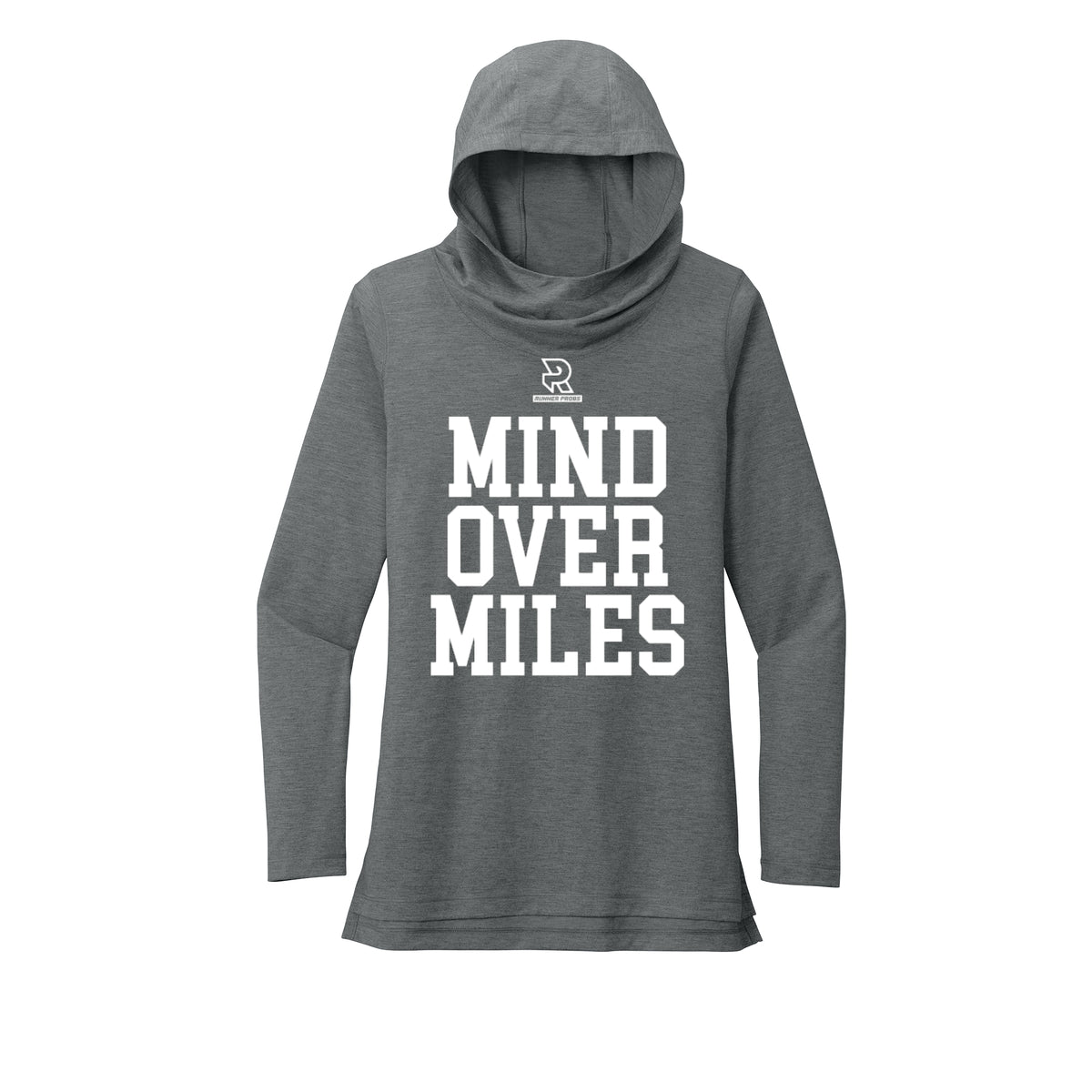 MIND OVER MILES (White) - Womens Tri-Blend Long Sleeve Hoodie
