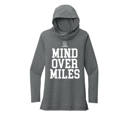 MIND OVER MILES (White) - Womens Tri-Blend Long Sleeve Hoodie