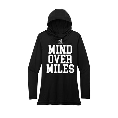MIND OVER MILES (White) - Womens Tri-Blend Long Sleeve Hoodie