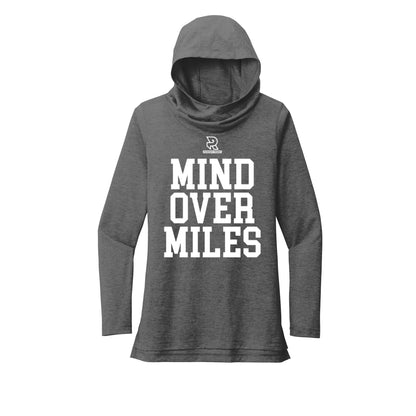 MIND OVER MILES (White) - Womens Tri-Blend Long Sleeve Hoodie