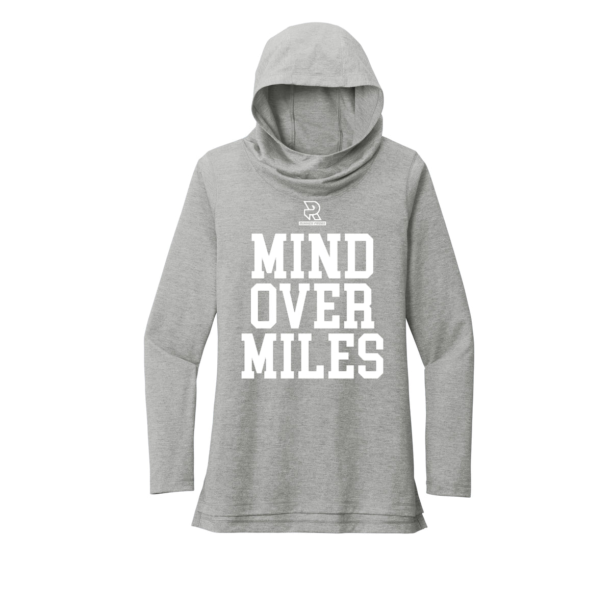 MIND OVER MILES (White) - Womens Tri-Blend Long Sleeve Hoodie