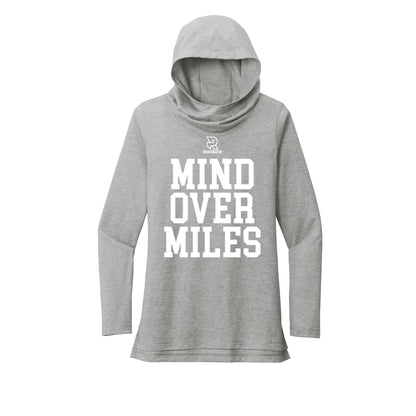 MIND OVER MILES (White) - Womens Tri-Blend Long Sleeve Hoodie
