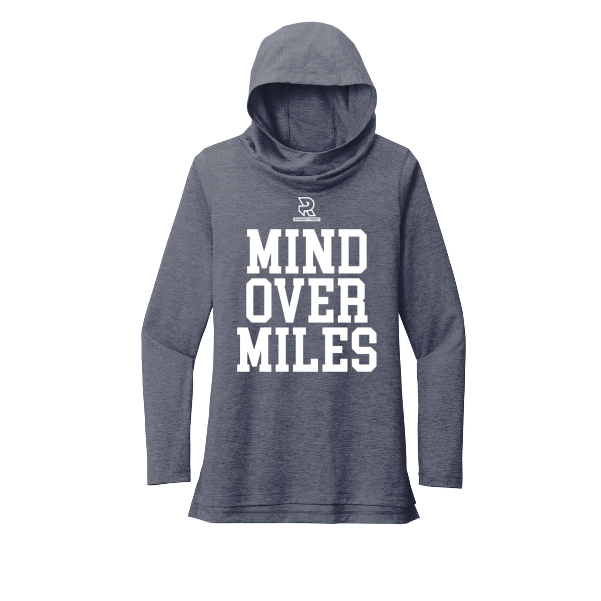 MIND OVER MILES (White) - Womens Tri-Blend Long Sleeve Hoodie