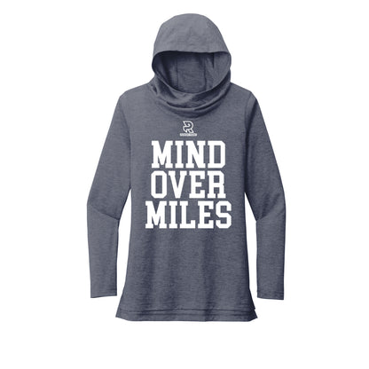 MIND OVER MILES (White) - Womens Tri-Blend Long Sleeve Hoodie