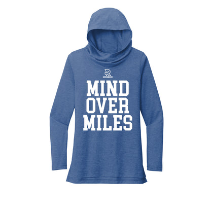 MIND OVER MILES (White) - Womens Tri-Blend Long Sleeve Hoodie