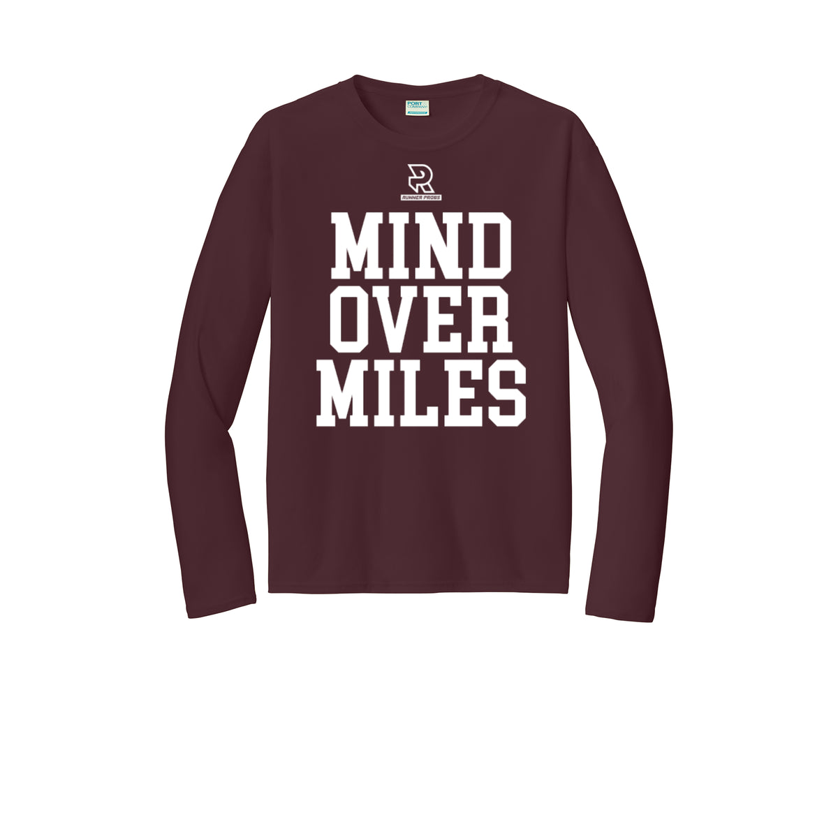 MIND OVER MILES (White) - Long Sleeve Performance Tee