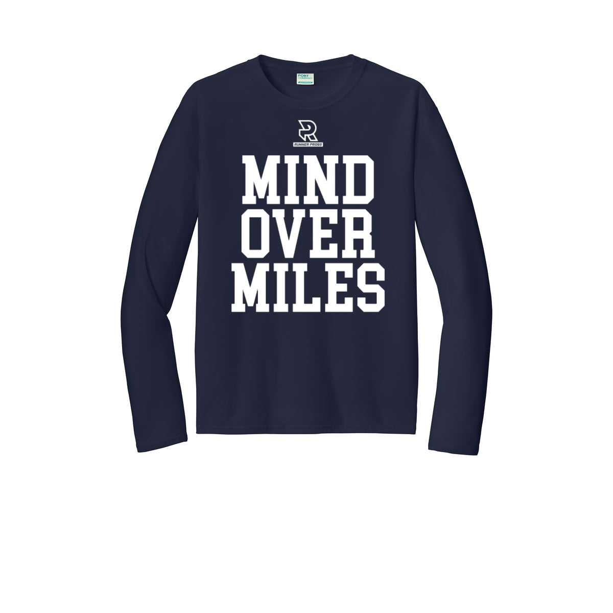 MIND OVER MILES (White) - Long Sleeve Performance Tee