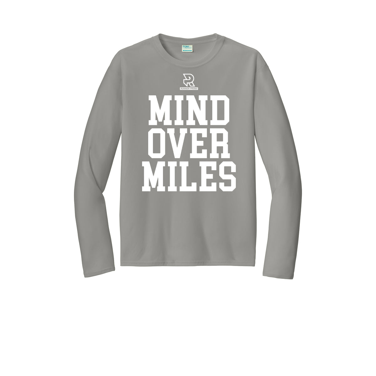 MIND OVER MILES (White) - Long Sleeve Performance Tee