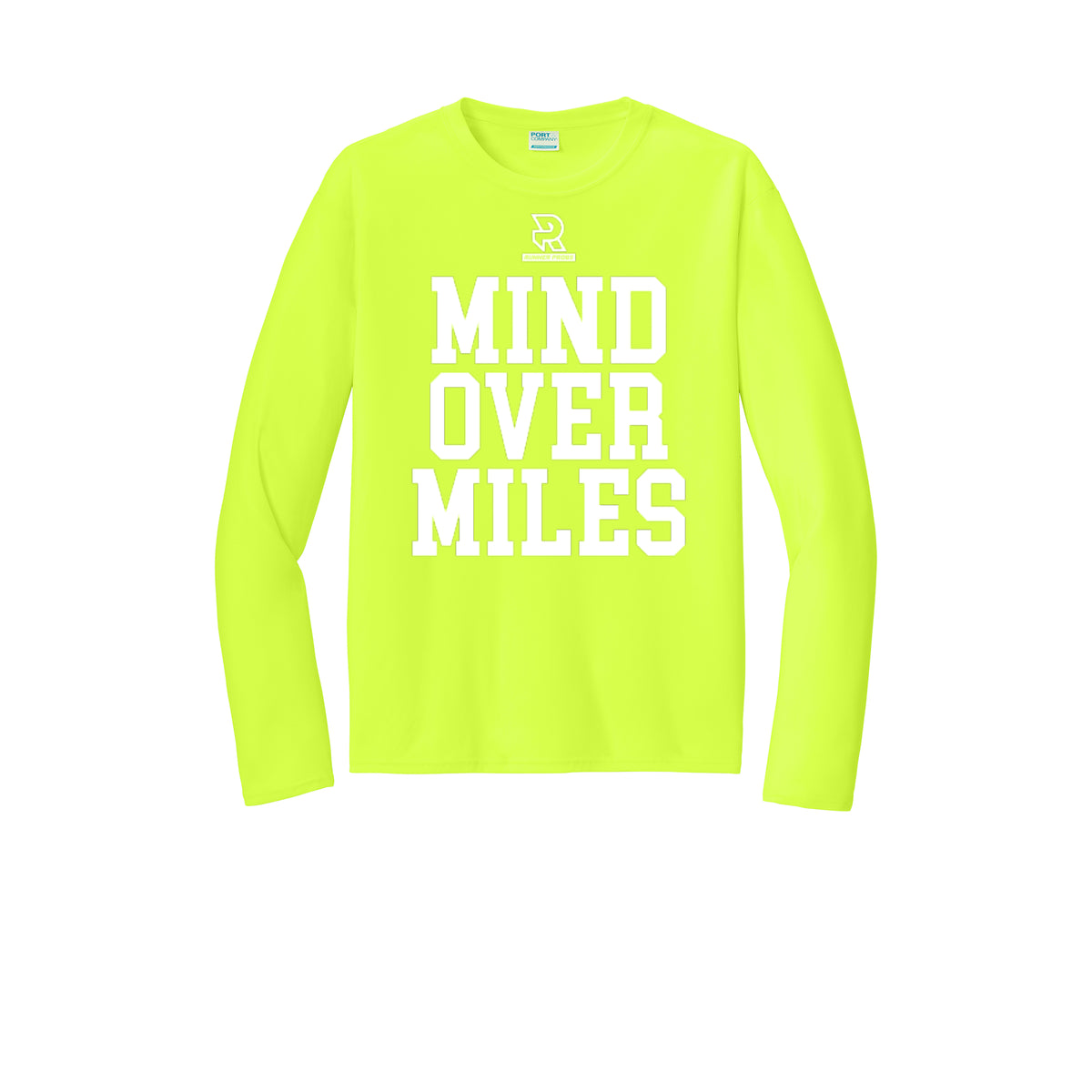 MIND OVER MILES (White) - Long Sleeve Performance Tee