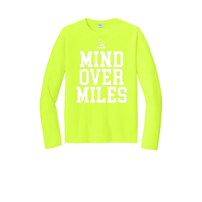MIND OVER MILES (White) - Long Sleeve Performance Tee