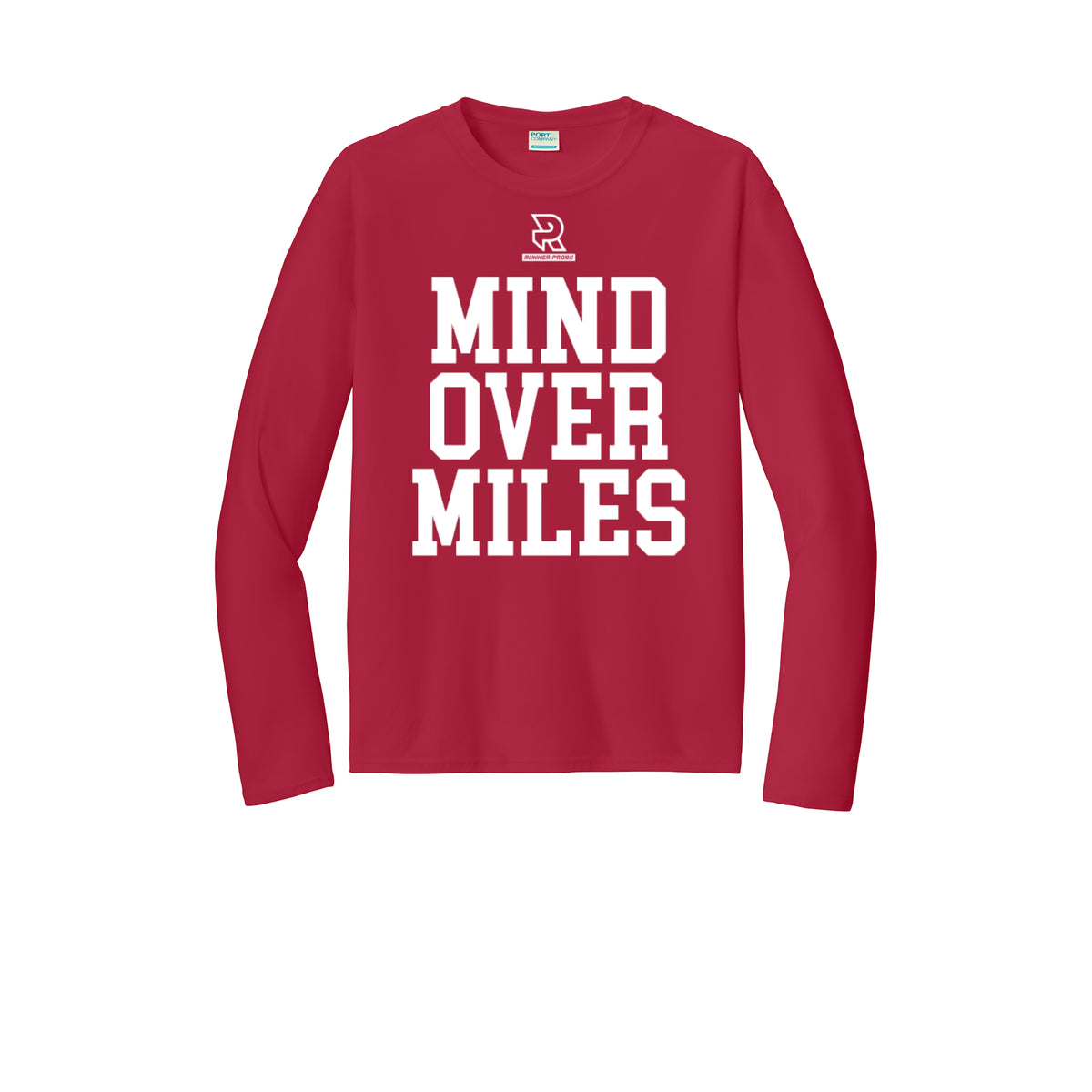 MIND OVER MILES (White) - Long Sleeve Performance Tee