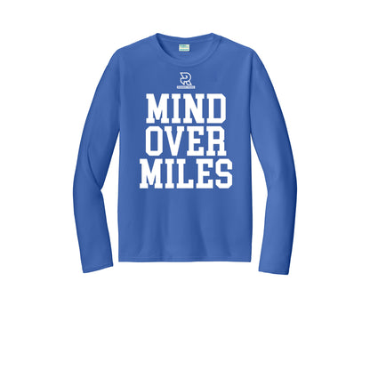 MIND OVER MILES (White) - Long Sleeve Performance Tee