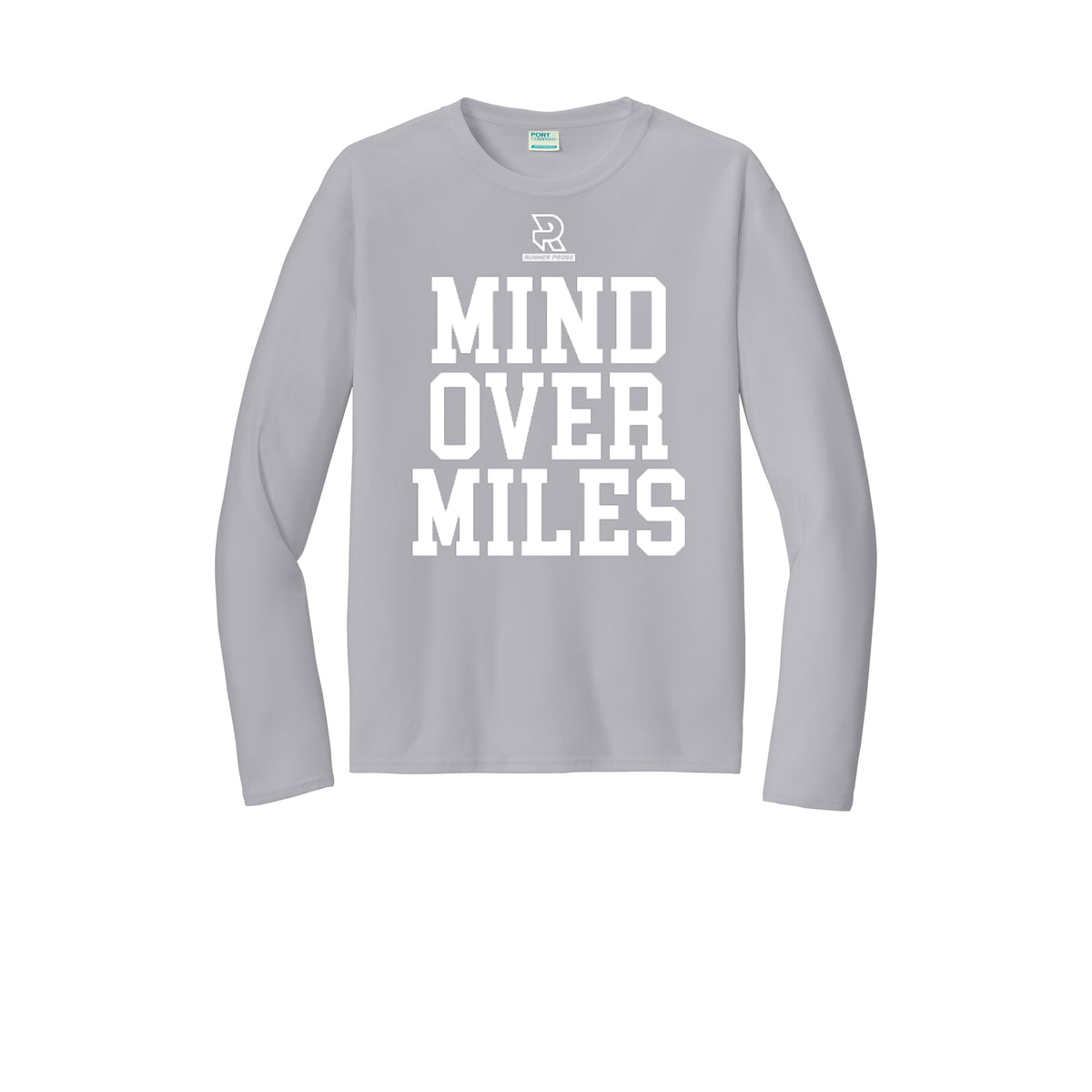 MIND OVER MILES (White) - Long Sleeve Performance Tee