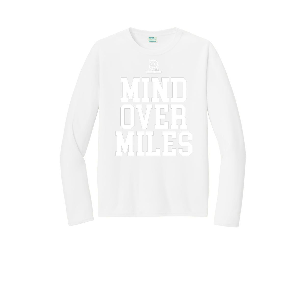 MIND OVER MILES (White) - Long Sleeve Performance Tee
