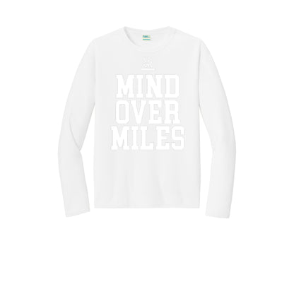 MIND OVER MILES (White) - Long Sleeve Performance Tee