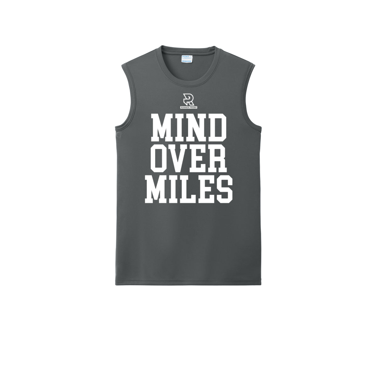 MIND OVER MILES (White) - Sleeveless Performance Tee